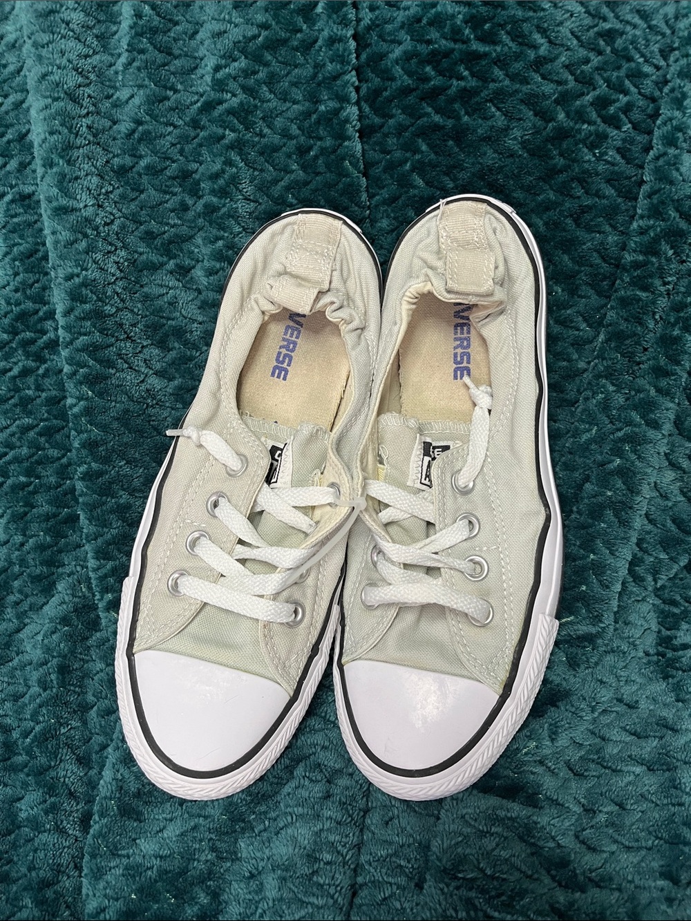 Converse Low Top Canvas Sneakers in Light Cream
